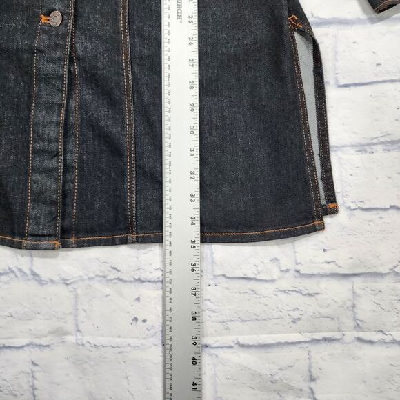 Chicos Jacket WOMENS 1 US M Black Denim Elongated Long Length Jean Topper Casual - Picture 2 of 8